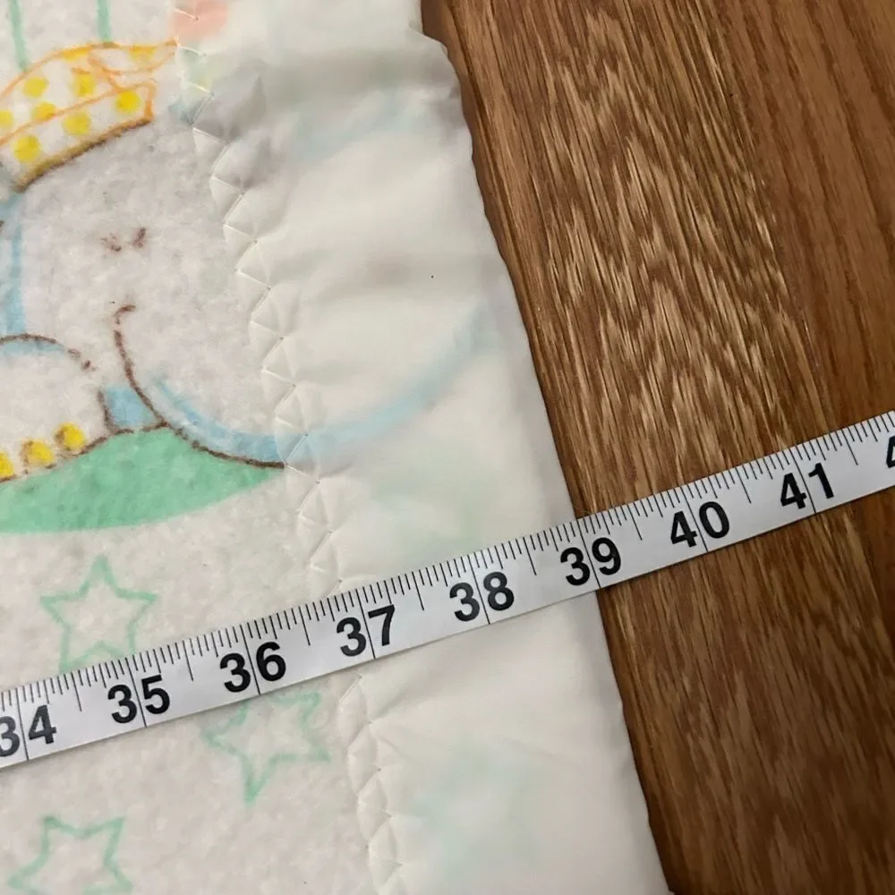 Vintage Satin Edge Baby Blanket Star Moon Sleepy Giraffe Duck Dog Cat Tiger Bear